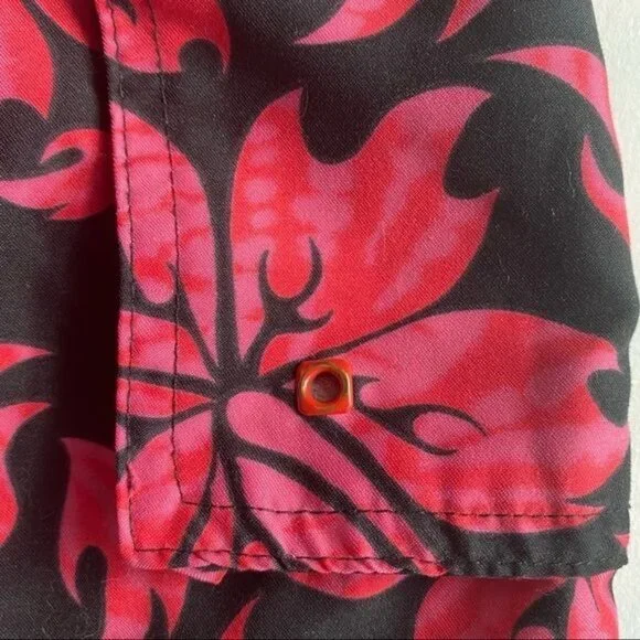 Catalina Black and Pink Floral Hawaiian Style Shorts Size M - Picture 8 of 11